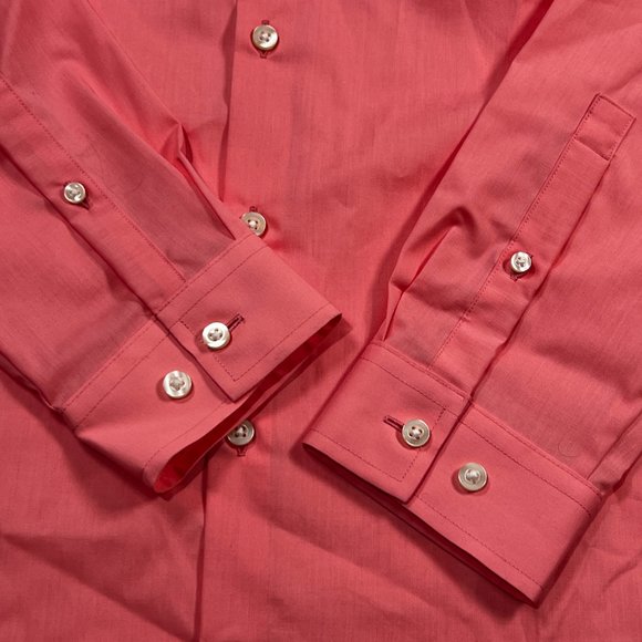 J Ferrar Slim Fit Mens Button Up Long Sleeve Dress Shirt & Tie Medium New Pink - Picture 2 of 14